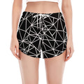 Black And White Geometric Mosaic Print Women's Split Running Shorts