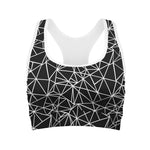 Black And White Geometric Mosaic Print Women's Sports Bra