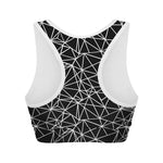 Black And White Geometric Mosaic Print Women's Sports Bra