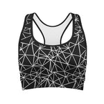 Black And White Geometric Mosaic Print Women's Sports Bra