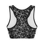Black And White Geometric Mosaic Print Women's Sports Bra