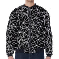 Black And White Geometric Mosaic Print Zip Sleeve Bomber Jacket