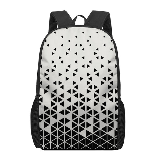 Black And White Geometric Pattern Print 17 Inch Backpack