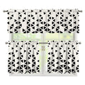 Black And White Geometric Pattern Print 3 Piece Kitchen Curtains
