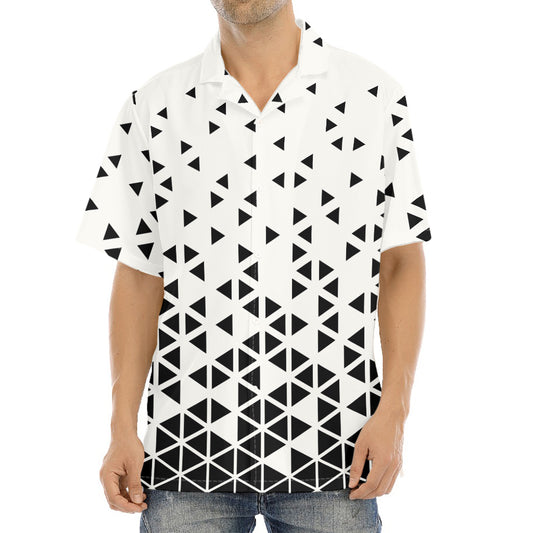 Black And White Geometric Pattern Print Aloha Shirt