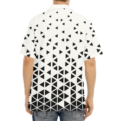 Black And White Geometric Pattern Print Aloha Shirt