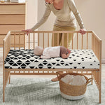 Black And White Geometric Pattern Print Baby Crib Sheet