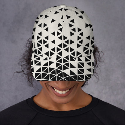 Black And White Geometric Pattern Print Baseball Cap