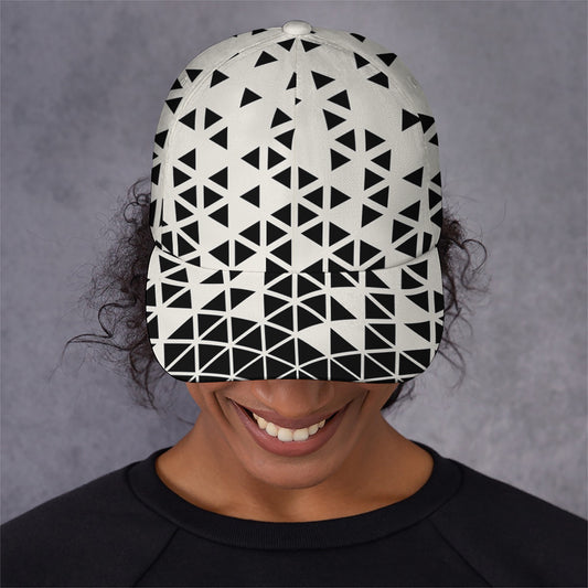 Black And White Geometric Pattern Print Baseball Cap