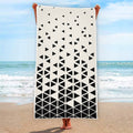 Black And White Geometric Pattern Print Beach Towel