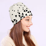 Black And White Geometric Pattern Print Beanie