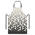 Black And White Geometric Pattern Print Bib Apron With Pocket
