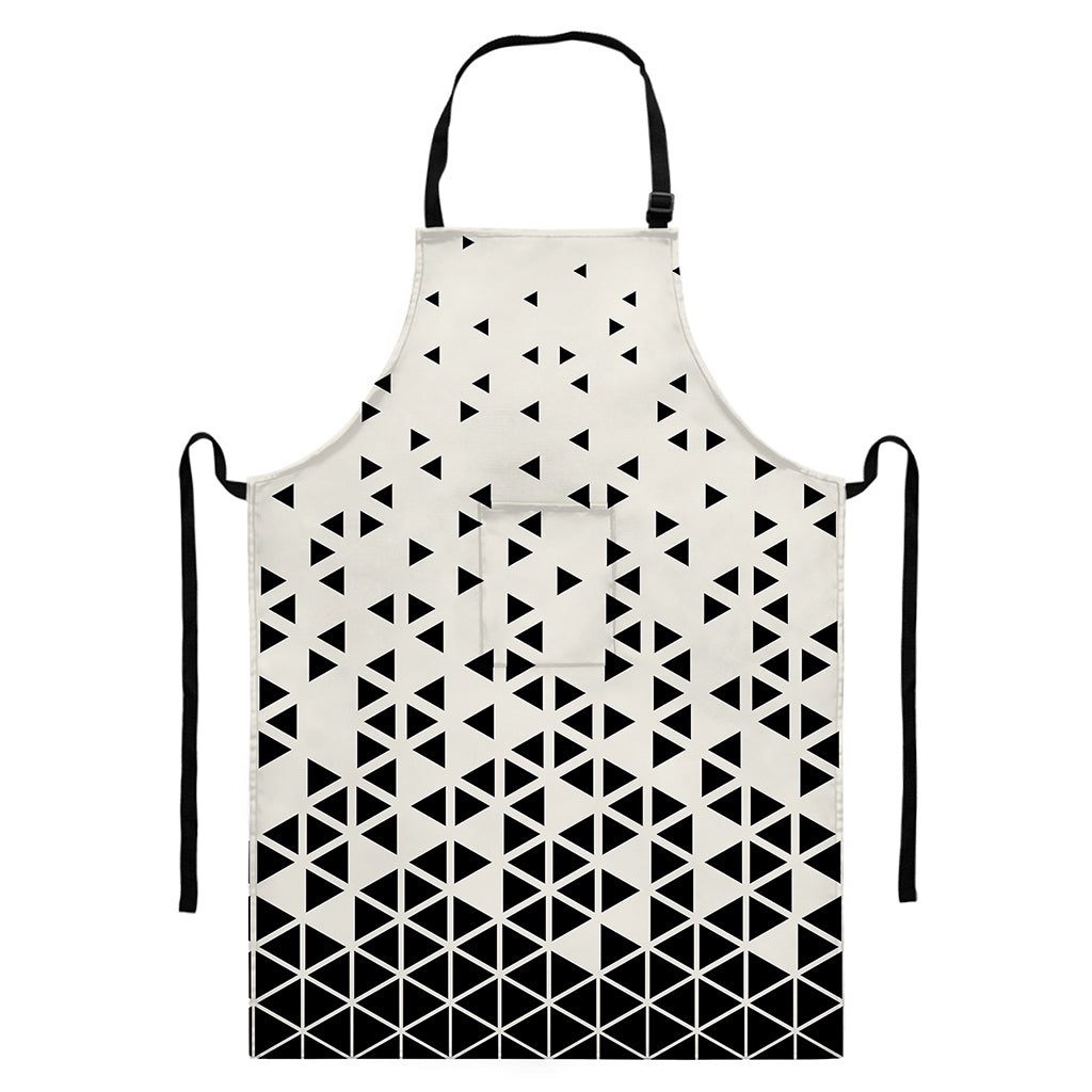Black And White Geometric Pattern Print Bib Apron With Pocket