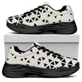 Black And White Geometric Pattern Print Black Chunky Shoes