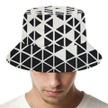 Black And White Geometric Pattern Print Bucket Hat