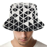 Black And White Geometric Pattern Print Bucket Hat