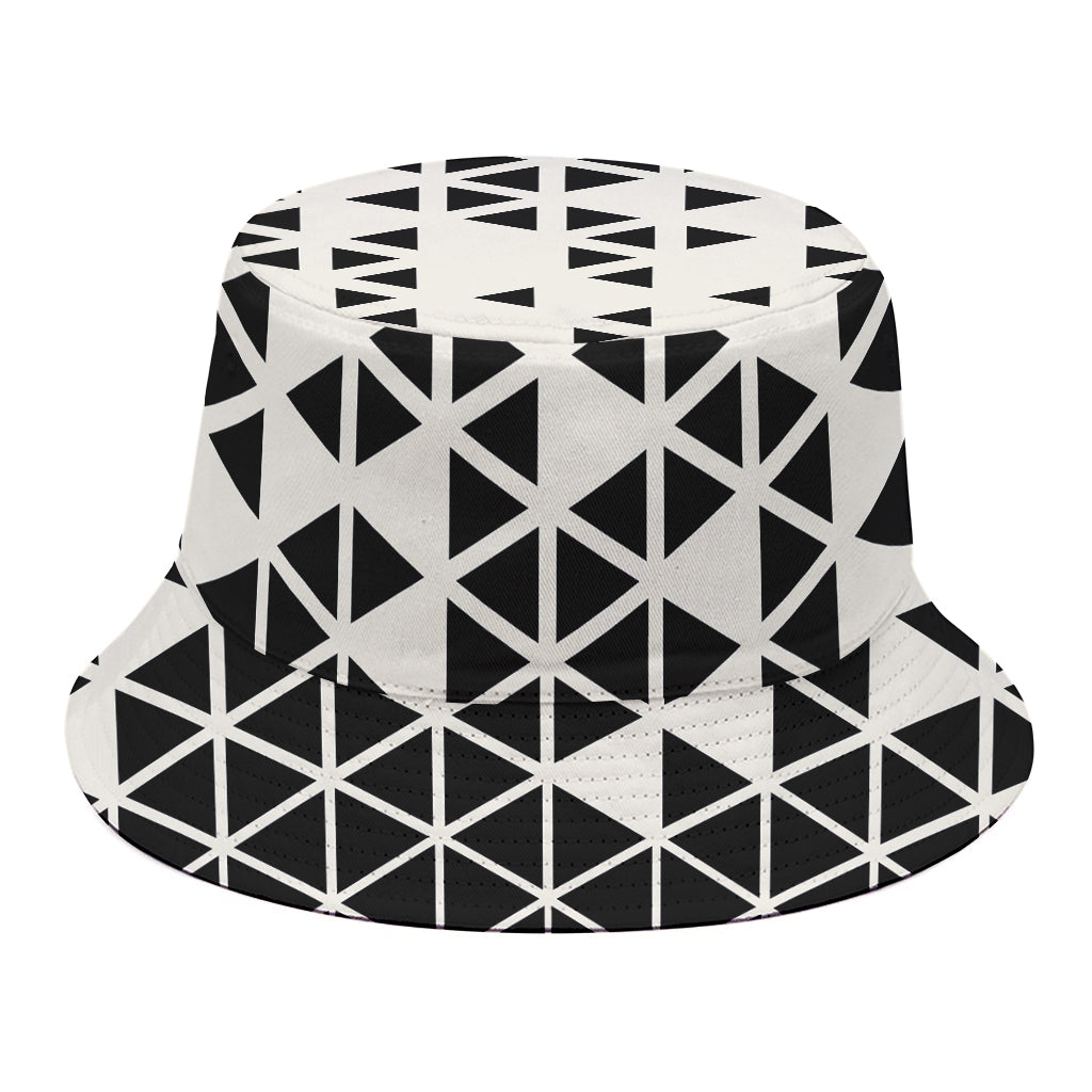 Black And White Geometric Pattern Print Bucket Hat