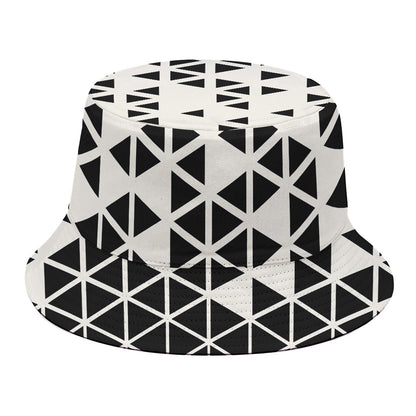 Black And White Geometric Pattern Print Bucket Hat