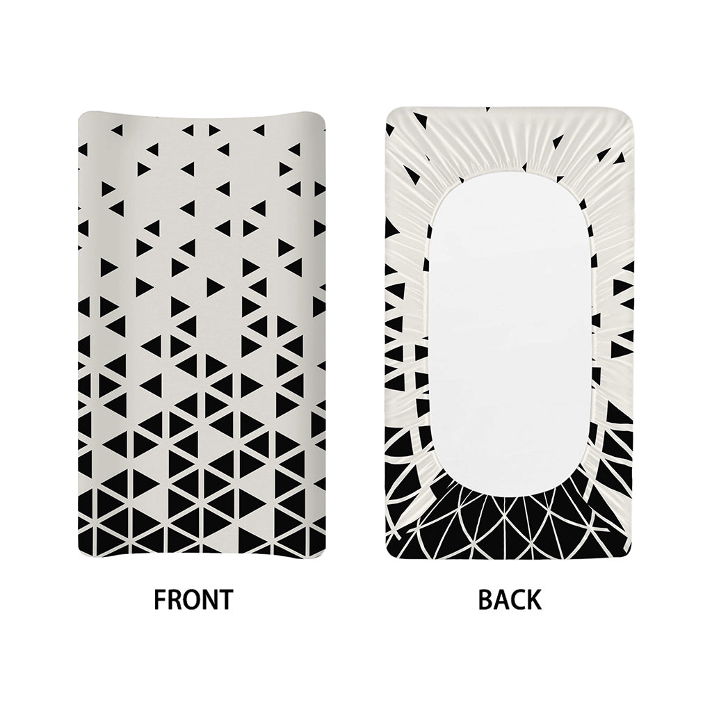 Black And White Geometric Pattern Print Changing Pad Cover