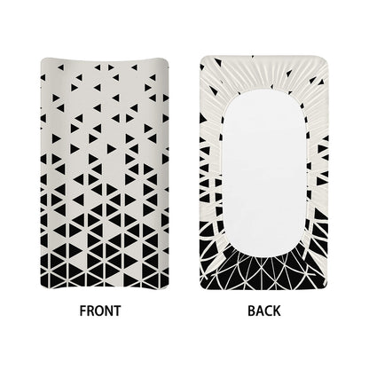 Black And White Geometric Pattern Print Changing Pad Cover