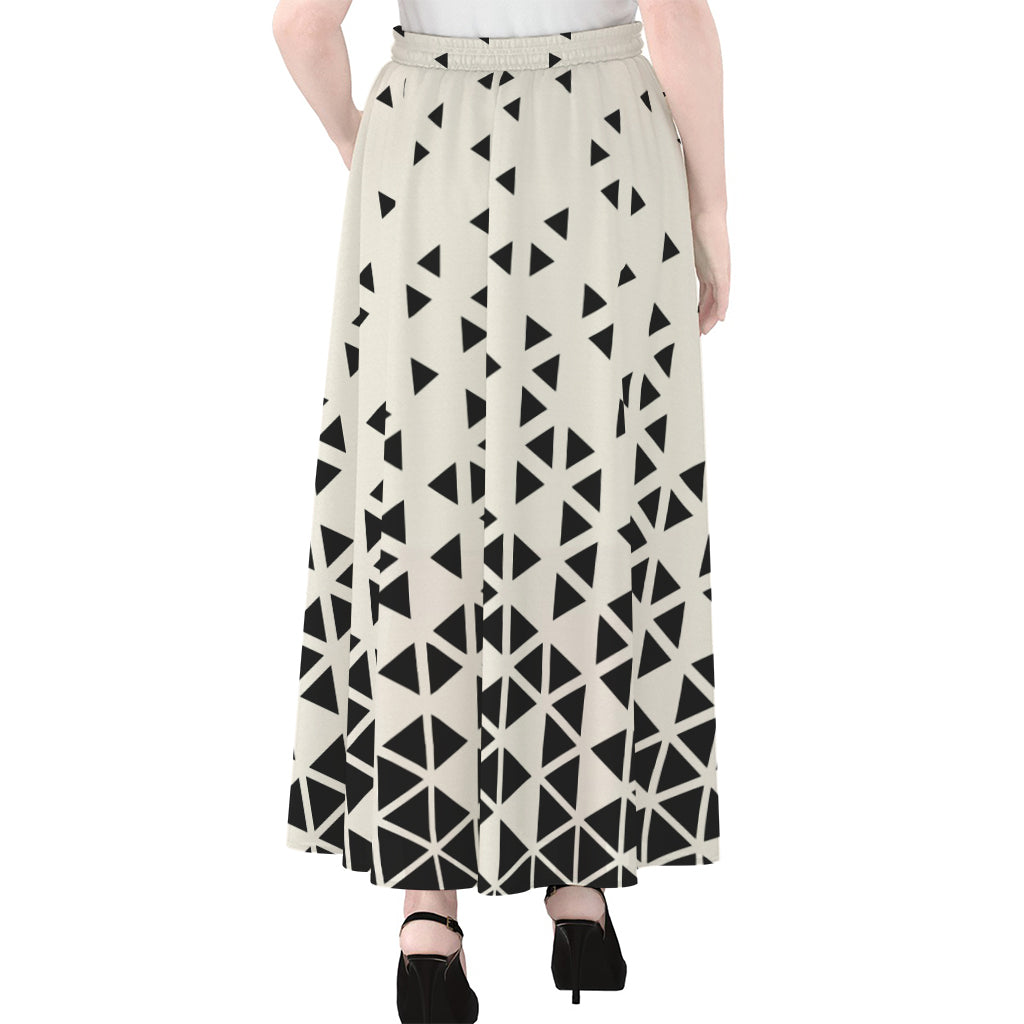 Black And White Geometric Pattern Print Chiffon Maxi Skirt