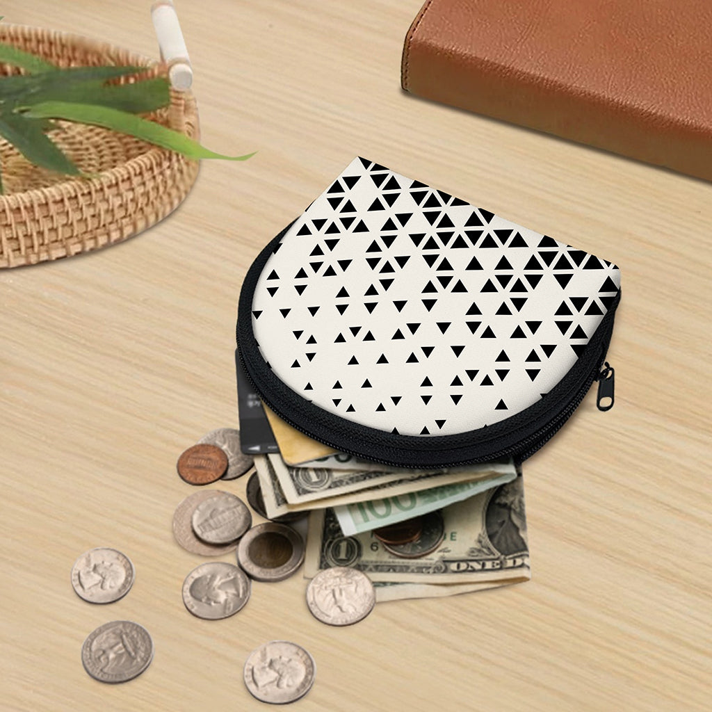 Black And White Geometric Pattern Print Coin Purse