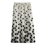 Black And White Geometric Pattern Print Cotton Front Slit Maxi Skirt
