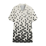 Black And White Geometric Pattern Print Cotton Hawaiian Shirt