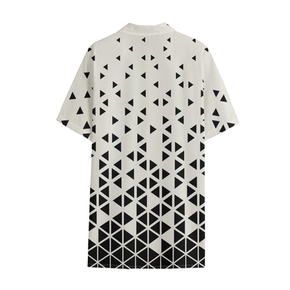 Black And White Geometric Pattern Print Cotton Hawaiian Shirt