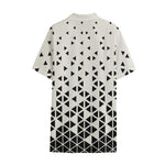 Black And White Geometric Pattern Print Cotton Hawaiian Shirt