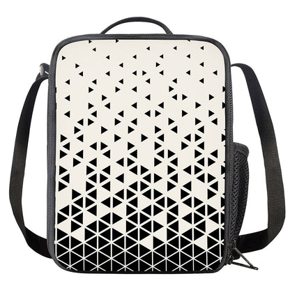Black And White Geometric Pattern Print Crossbody Lunch Bag