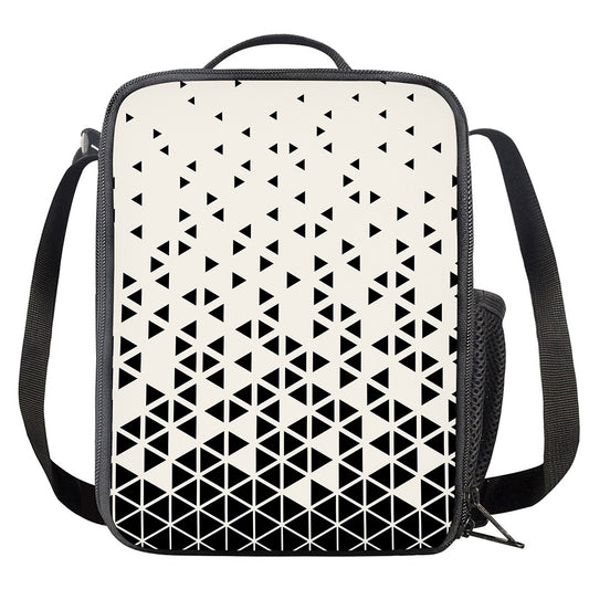 Black And White Geometric Pattern Print Crossbody Lunch Bag