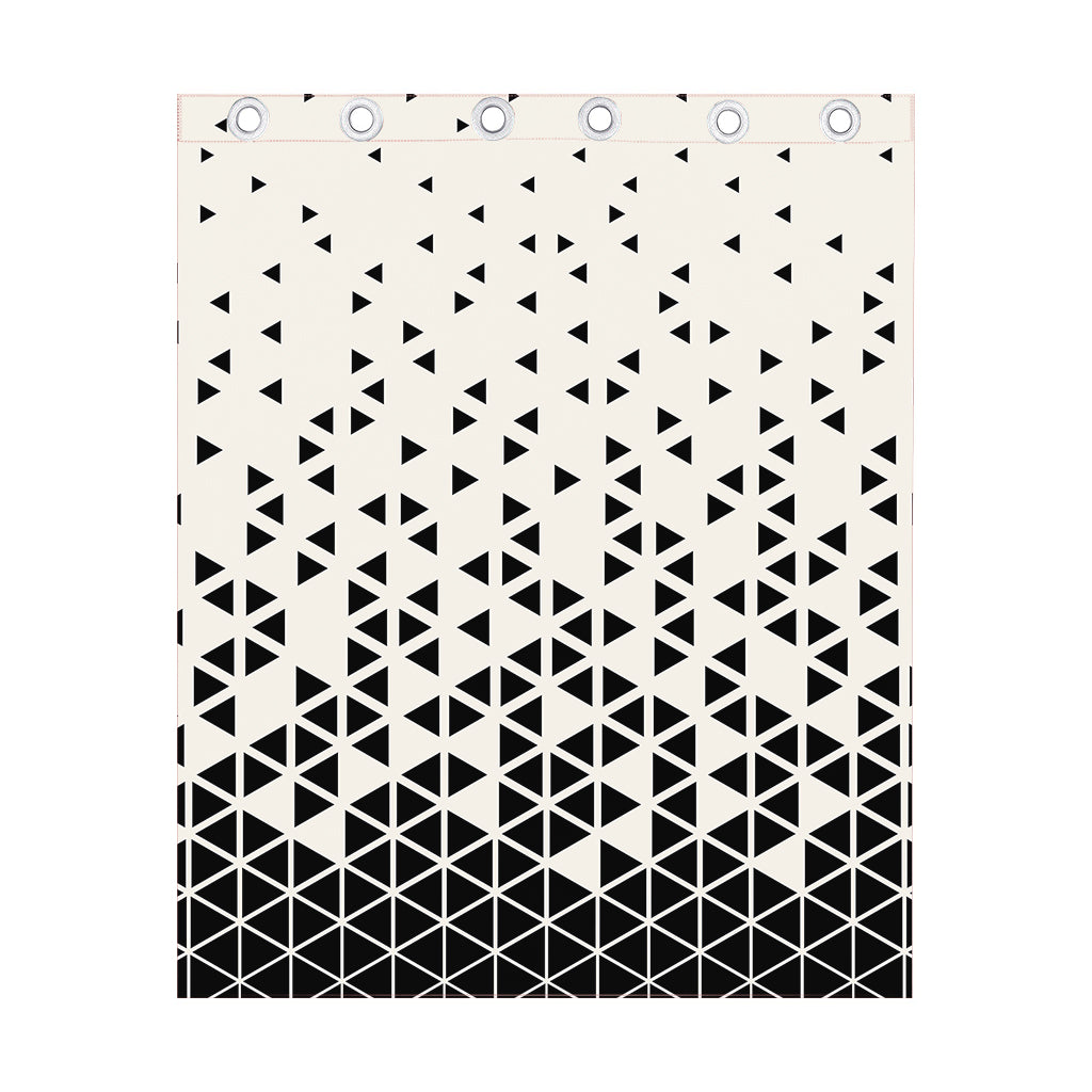 Black And White Geometric Pattern Print Curtain