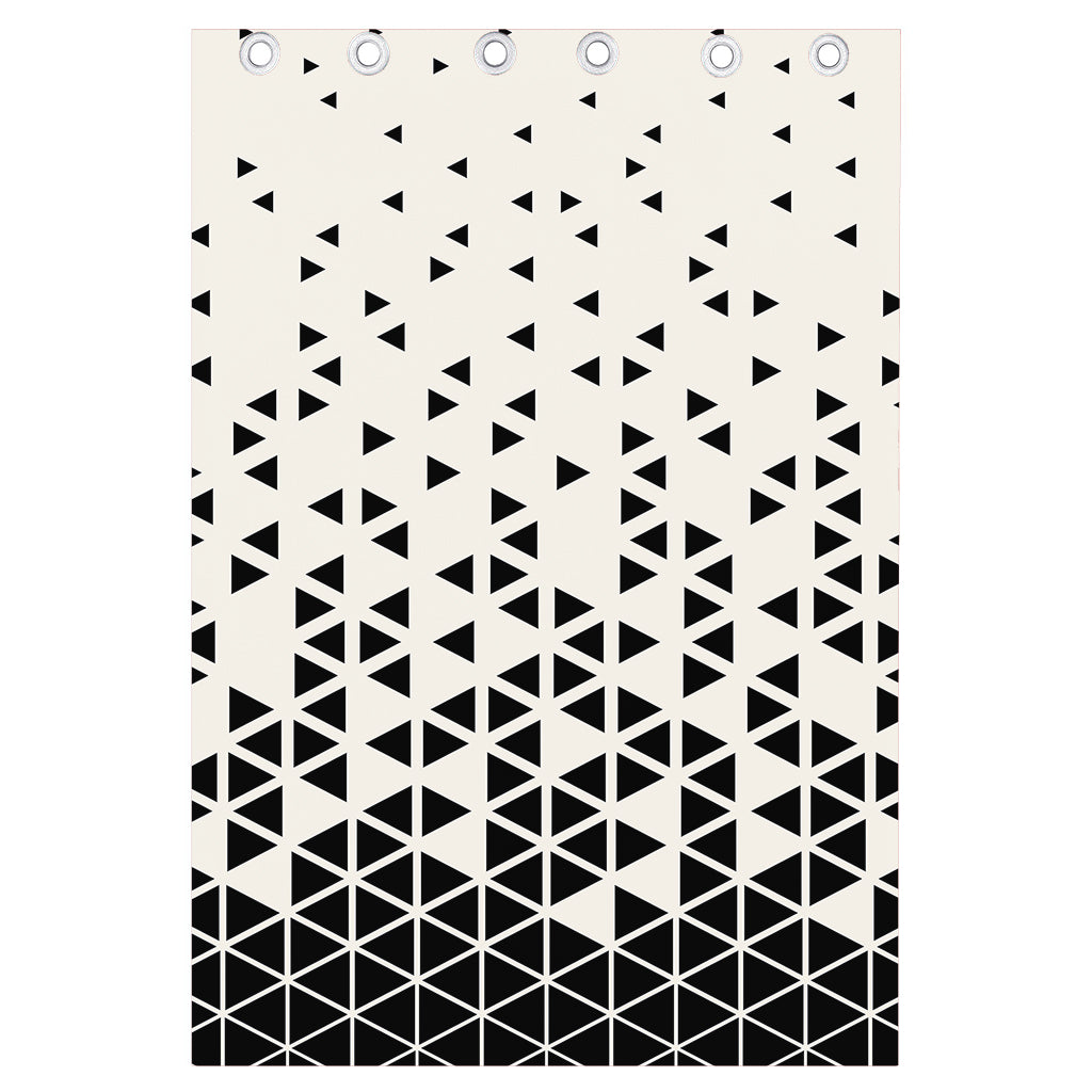Black And White Geometric Pattern Print Curtain