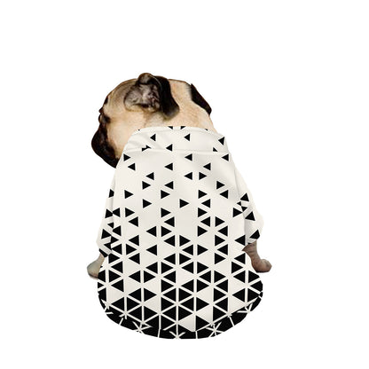 Black And White Geometric Pattern Print Dog Zip Up Jacket