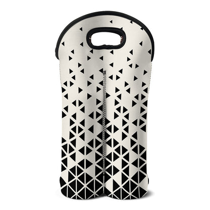 Black And White Geometric Pattern Print Double Neoprene Wine Tote