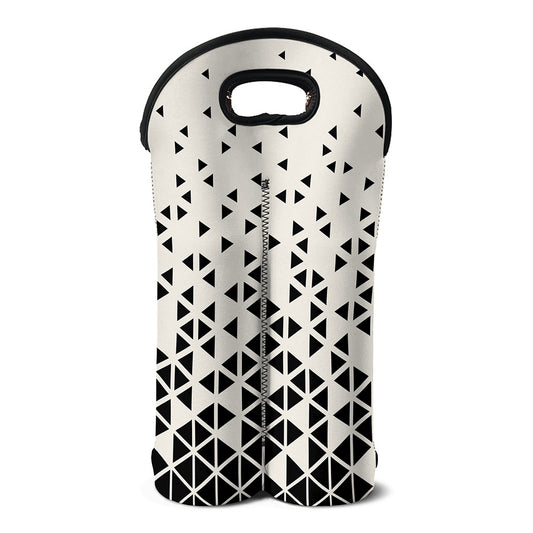 Black And White Geometric Pattern Print Double Neoprene Wine Tote