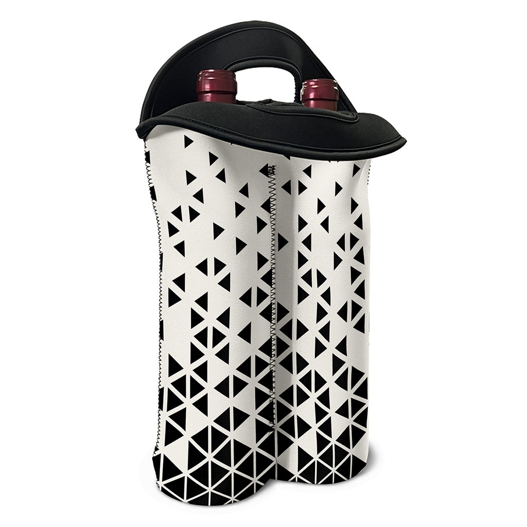 Black And White Geometric Pattern Print Double Neoprene Wine Tote