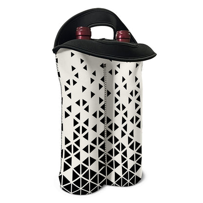 Black And White Geometric Pattern Print Double Neoprene Wine Tote