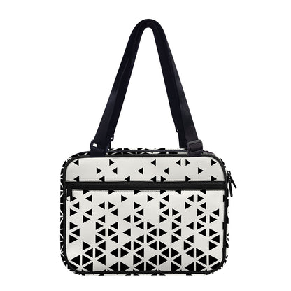 Black And White Geometric Pattern Print Double Strap Bible Bag