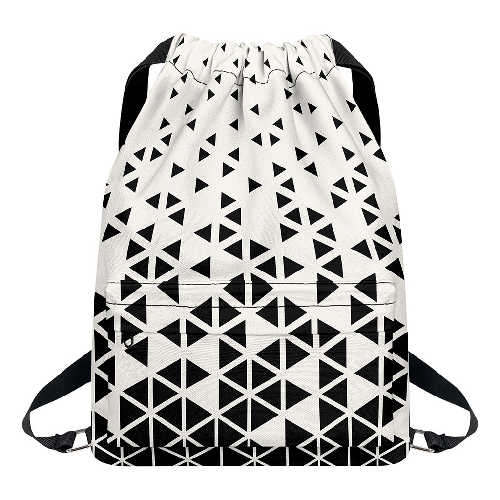 Black And White Geometric Pattern Print Drawstring Backpack