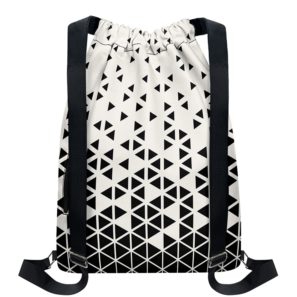 Black And White Geometric Pattern Print Drawstring Backpack