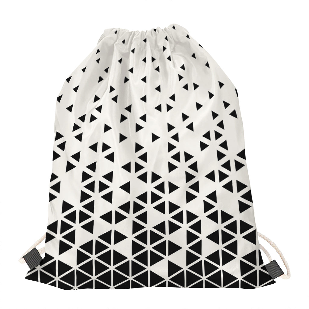 Black And White Geometric Pattern Print Drawstring Bag