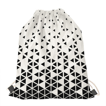 Black And White Geometric Pattern Print Drawstring Bag