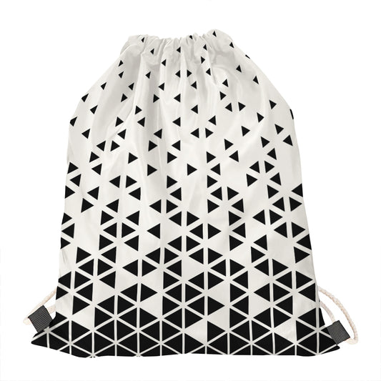 Black And White Geometric Pattern Print Drawstring Bag
