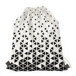 Black And White Geometric Pattern Print Drawstring Bag