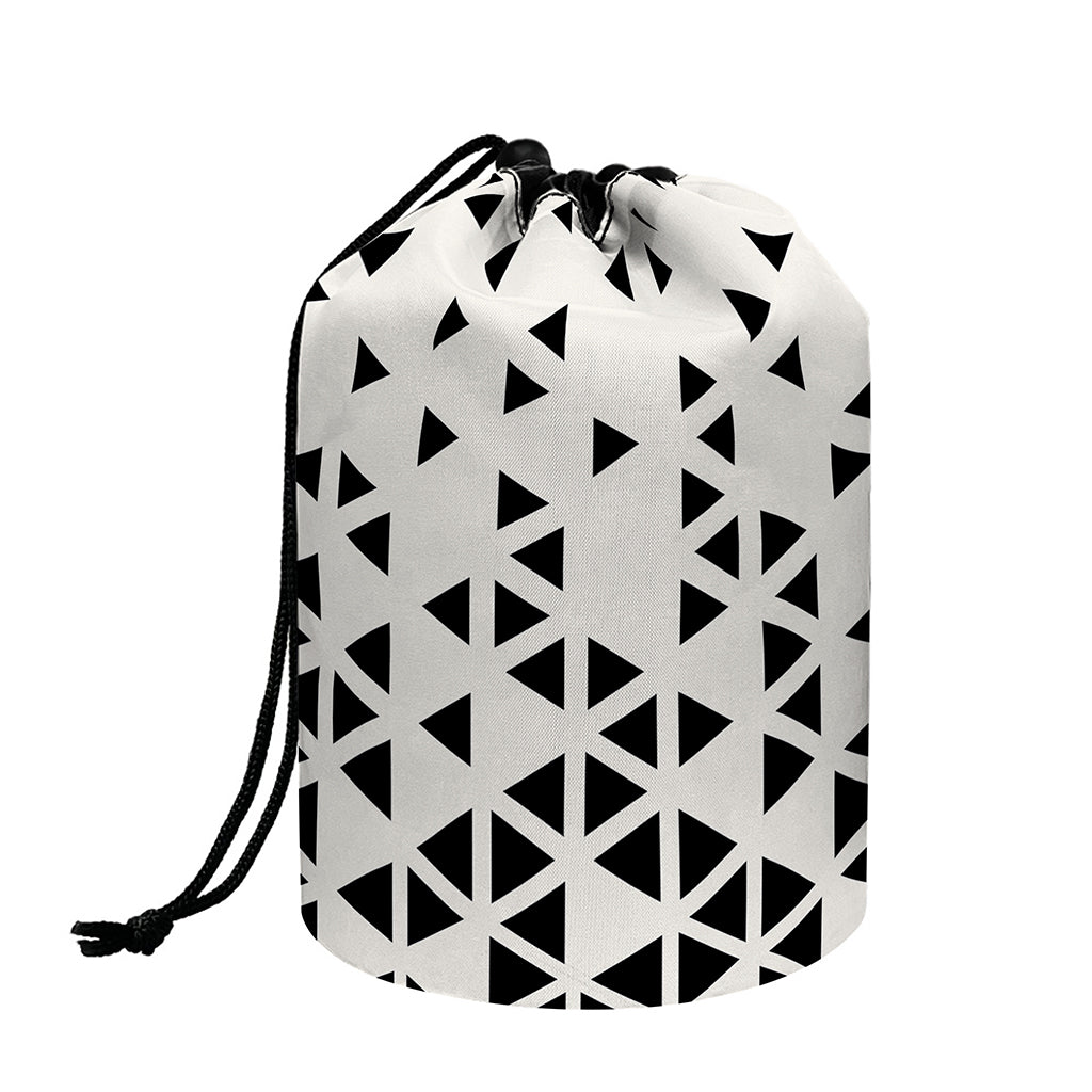 Black And White Geometric Pattern Print Drawstring Makeup Bag