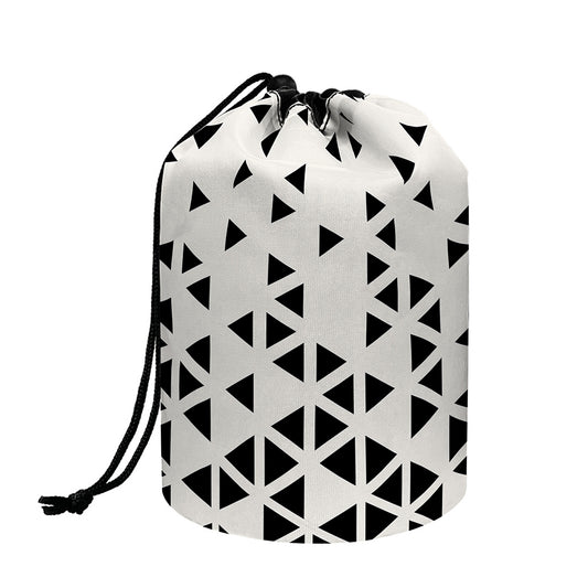 Black And White Geometric Pattern Print Drawstring Makeup Bag