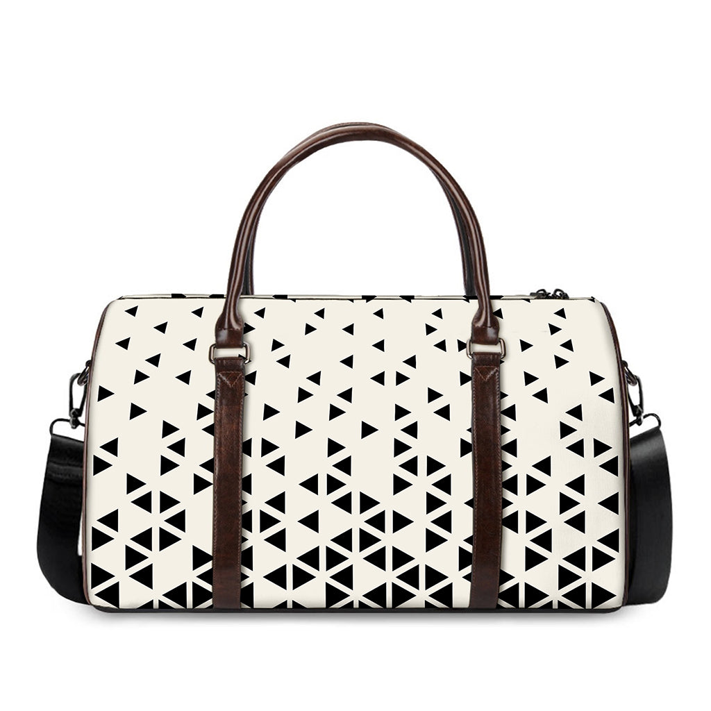 Black And White Geometric Pattern Print Duffle Bag