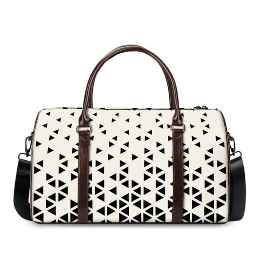 Black And White Geometric Pattern Print Duffle Bag